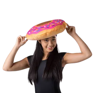 Doughnut Hat For Adults | Pink Donut Costume Hat with Colorful Sprinkles - Funny Headwear Party Accessory for Halloween, Birthdays & Themed Events