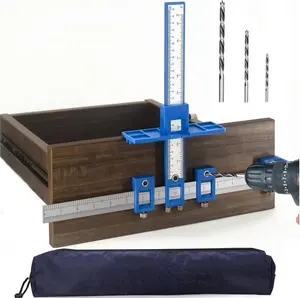 Cabinet Hardware Jig Tool Adjustable Punch Locator Drill Template Guide for Wood Drilling Dowelling Installation of Handles Knobs on Doors and Drawers