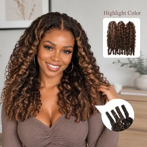 Daixi Highlight Burmese Curly Feather Crochet Human Hair Miracle Knots Invisible Knot Crochet Hair Extensions Soft & Reusable for Boho Braids #SohoChic #tiktokshopstockup