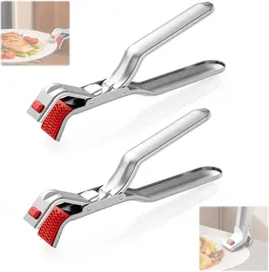 2PCS Multi-Purpose Hot Plate Grippers Set, Stainless Steel Hot Plate Gripper Tongs, Silicone Anti-Slip Heat Insulation Pplate Gripper, for Microwave, Pizza Pan, Toaster, Air Fryer, Oven Generic