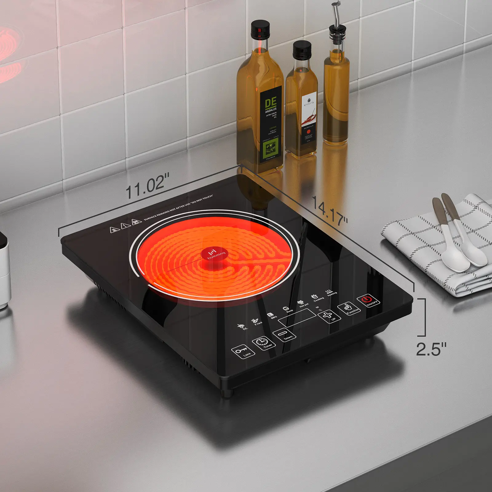 WBVV Induction Cooktop Home & Camping Portable Electric Stove 11.02" Diameter 2.5" Height for Efficient Cooking