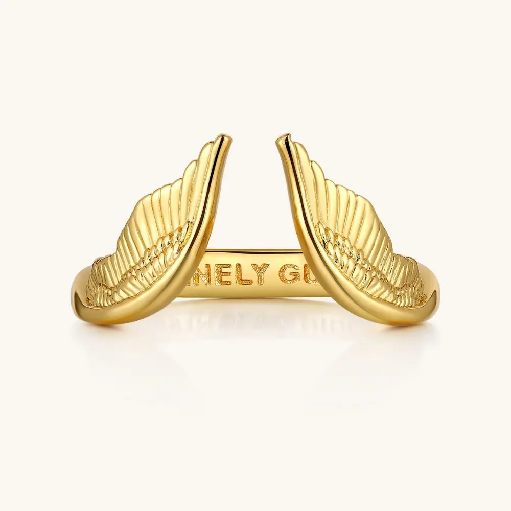 Angel Wings: Divine Guidance Ring Adjustable Rings Engraved Ring Personalized Jewelry Witchy Jewelry