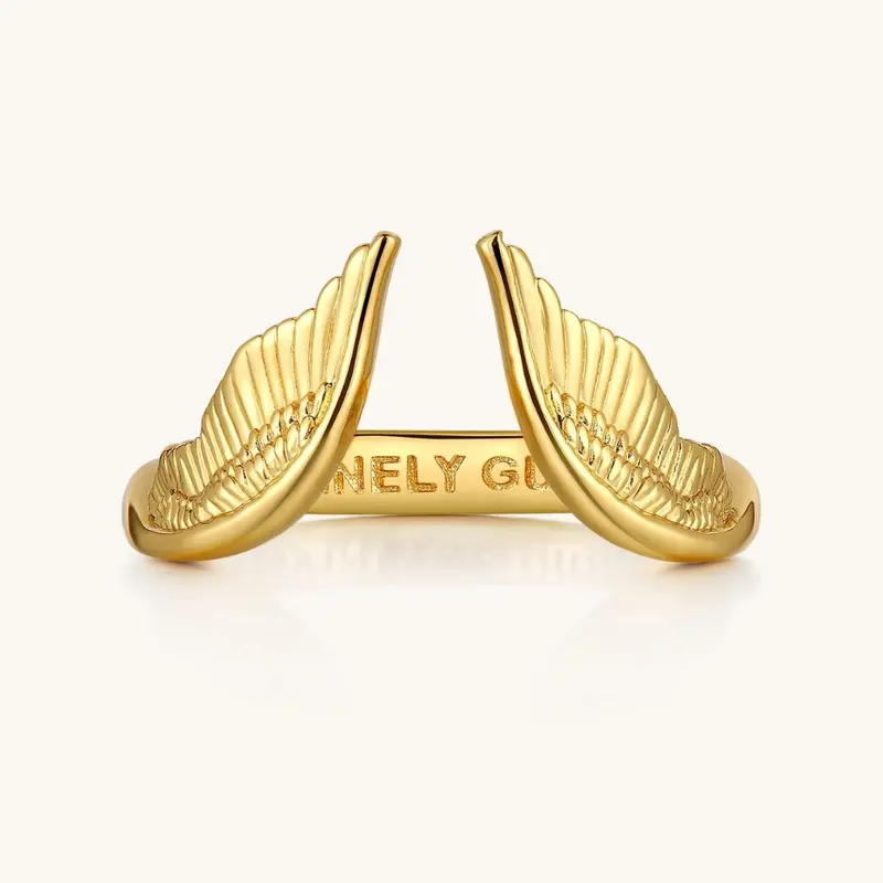 Angel Wings: Divine Guidance Ring Adjustable Rings Engraved Ring Personalized Jewelry Witchy Jewelry