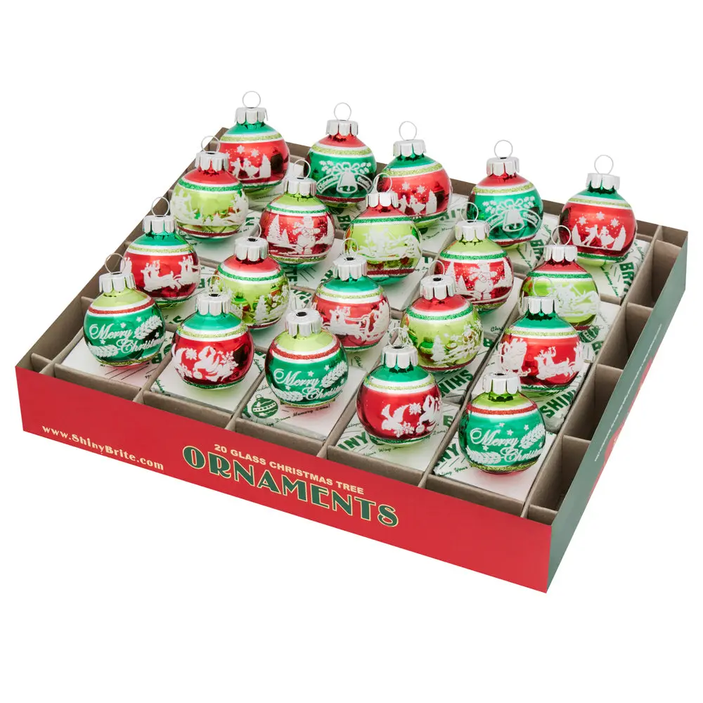 HOLIDAY SPLENDOR 2024 Unveil Classic Vintage Christmas Aesthetic 20-Count 1.25-in Signature Flocked Rounds Festive Decoration