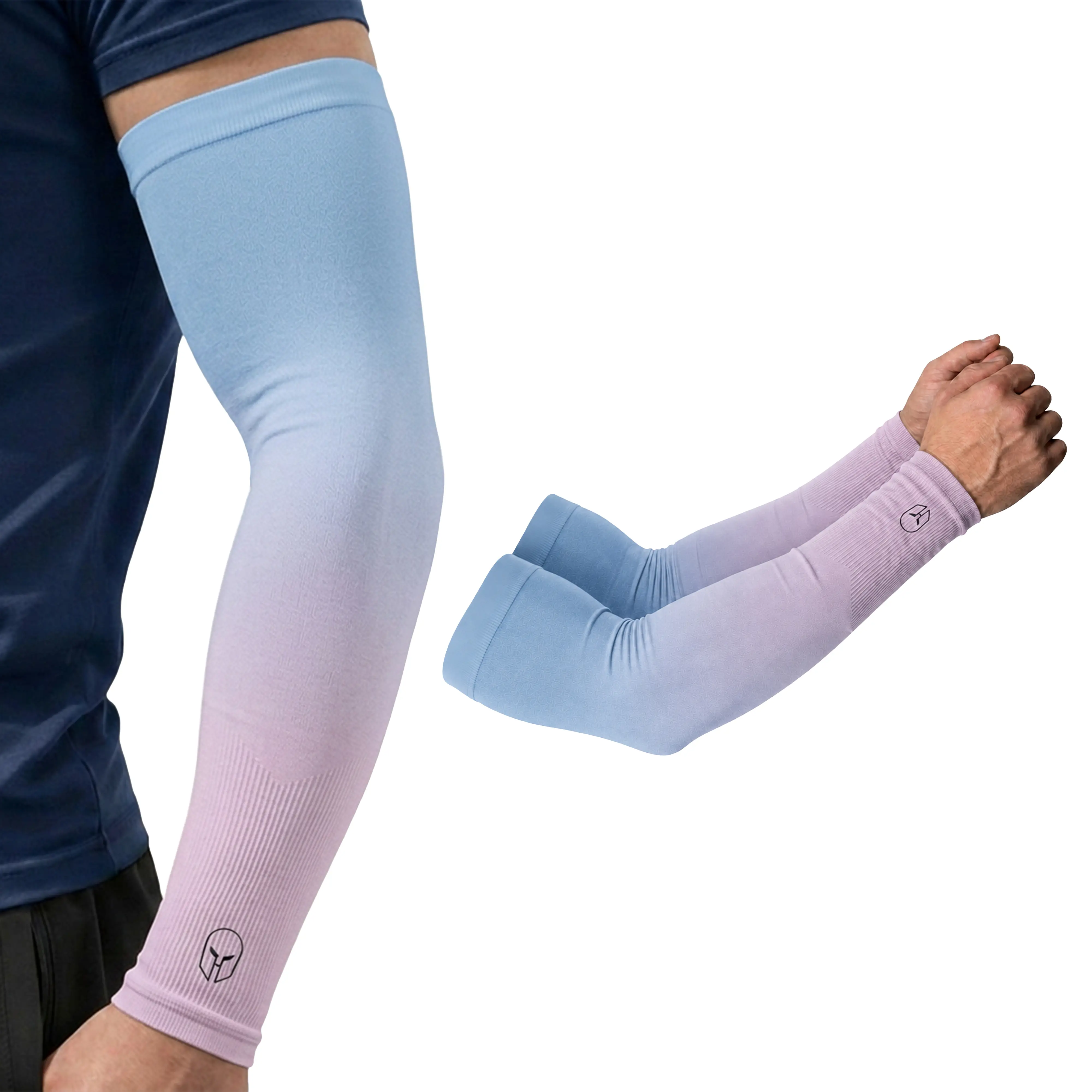 ARMORAY Ombré Arm Sleeves for Men & Women, Cotton Blend Color Gradient, UPF 50+ UV Protection Cooling Tattoo Cover Up, Elastic Full Forearm Sports Sleeves