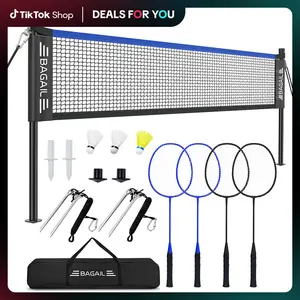 【Holiday Haul】BAGAIL Outdoor Badminton Net Set with Anti-Sag Winch System - Official Size 20ft x 5ft, 4 Rackets, 3 Shuttlecocks, Durable PE Net & Carry Bag for Backyard, Beach, Family Games sport