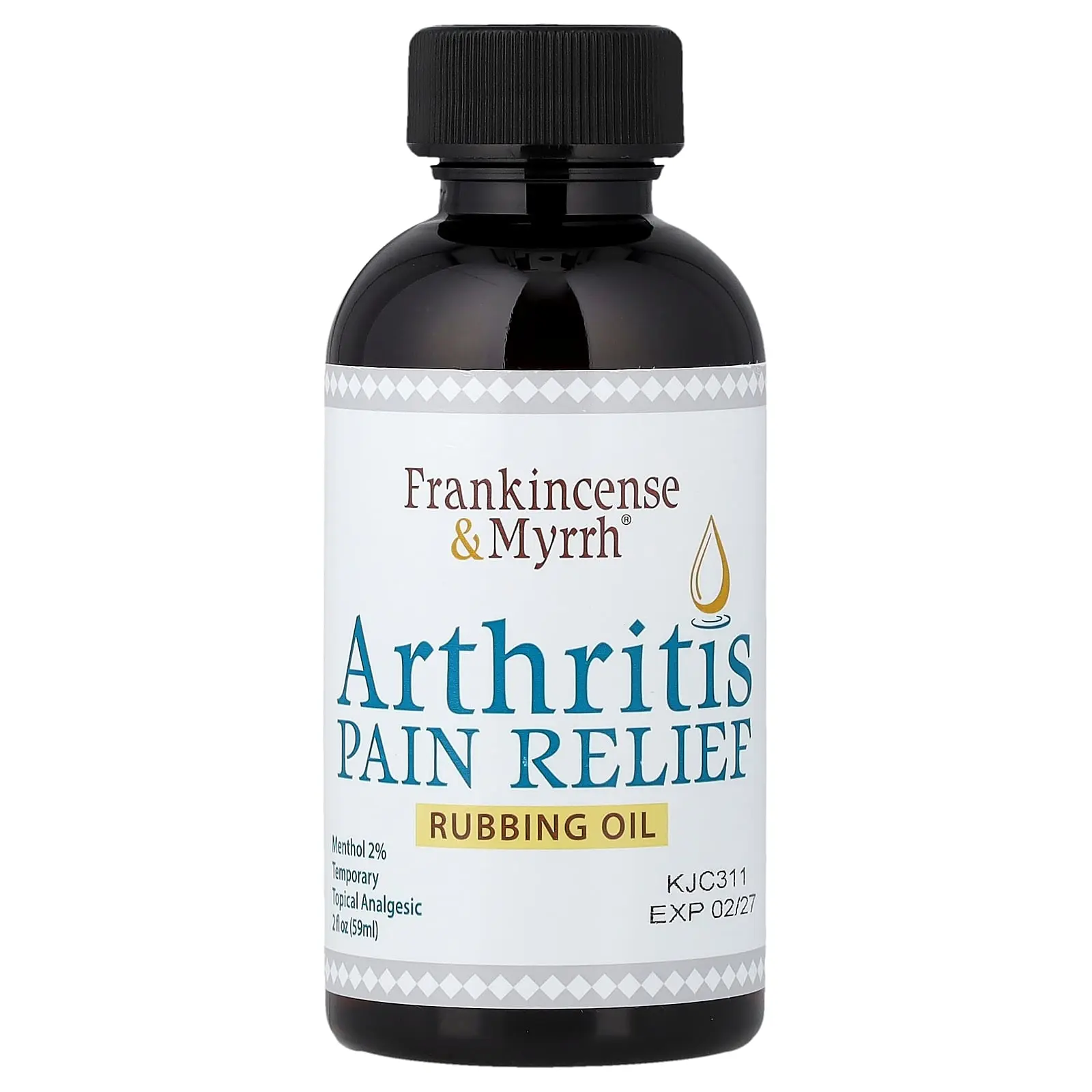 Frankincense & Myrrh Arthritis Pain Relief Rubbing Oil, 2 fl oz (59 ml) | HSA/FSA Eligible