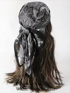 1pc Ladies' Bohemian Styled Elegant Paisley Printed Satin Bandana Square Scarf, 70*70cm Reusable Bandana Scarf Suitable For Daily Outfit Bandana,Hair Band,Head Band Ideal For Dressing Up Your Look Winter Fall
