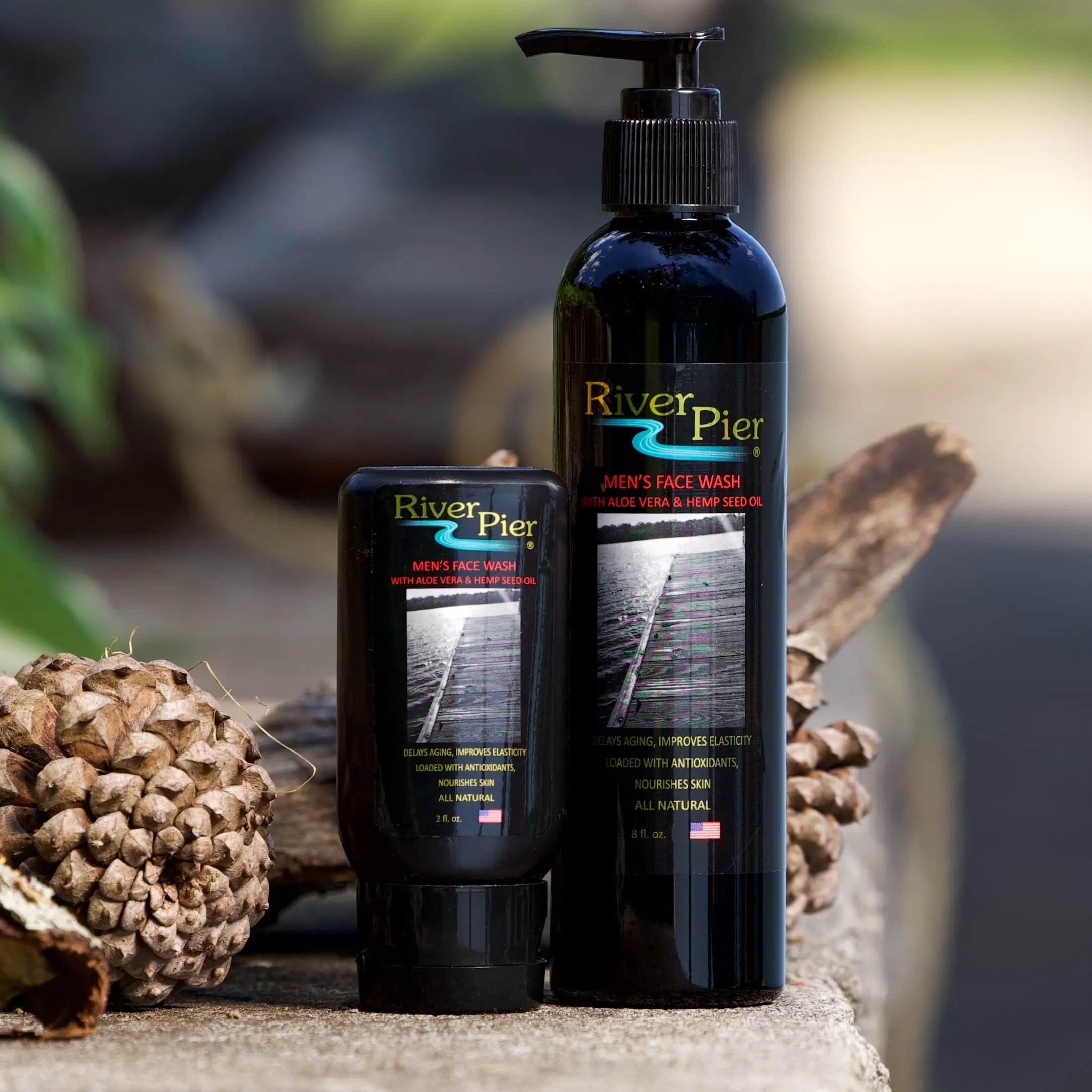 The River Pier Men's Face Wash Bundle 8 oz & 2 oz