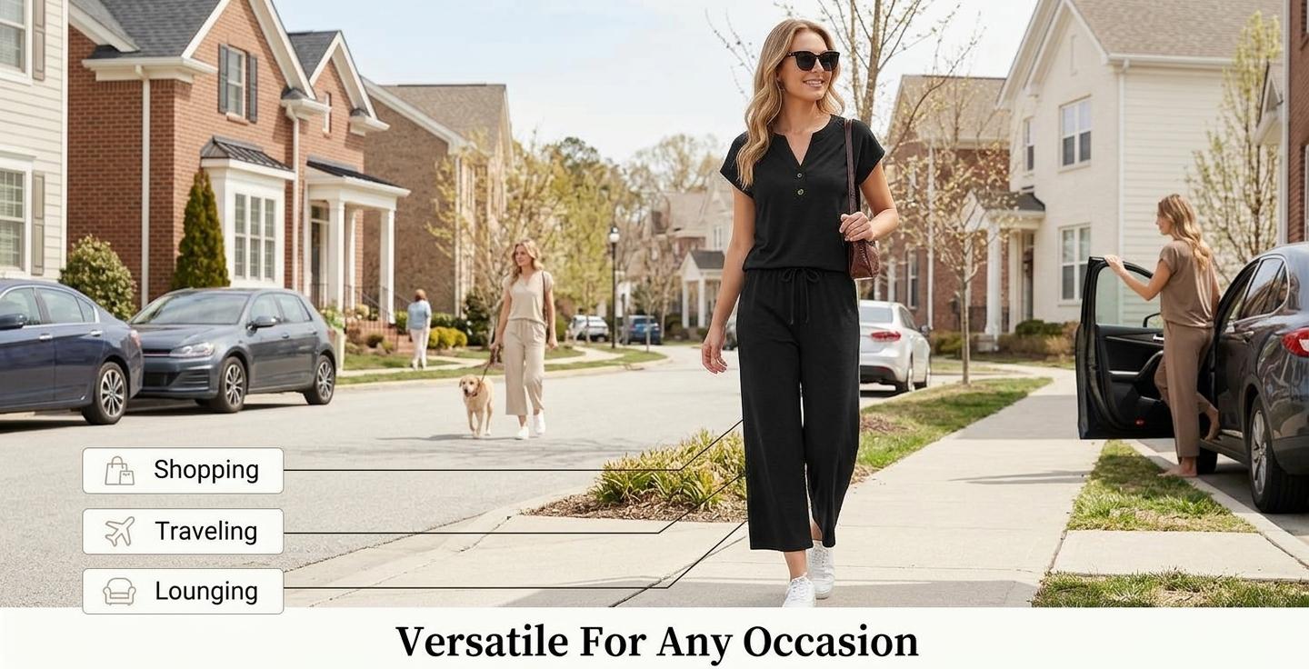 JointlyCreating Two Piece Lounge Set for Women Spring Vacation Beach Travel Airport Outfits Casual Cruise Fashion Clothes & Pants Womenswear Style