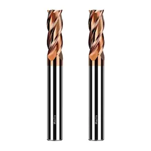 2pcs 3/8" Carbide End Mill Bits Set - 3/8" Diameter, 2-1/2'' Overall Length - 4 Flutes Milling Bits for Alloy Steels, Hardened Steels, Copper, Cast Iron