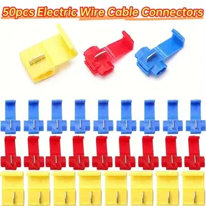 50pcs Electric Wire Cable Connectors, Durable Reliable Connectors, Universal Durable T Tap Quick Splice Terminals Crimp Non Destructive Without Breaking Line AWG