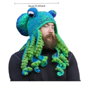 Hand-Knitted Octopus Plush Toy Soft Crochet with Expressive Eyes & Tentacles Cozy Winter Warmth Lightweight Durable Polyester Fill Christmas Gift for Adults All Ages Home Decor Bedside Companion Unique Cuddly Friend