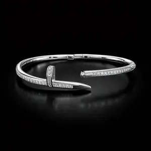 Nail Bracelet (Pavé) | 925 Sterling Silver | Silver & Gold | Small & Large