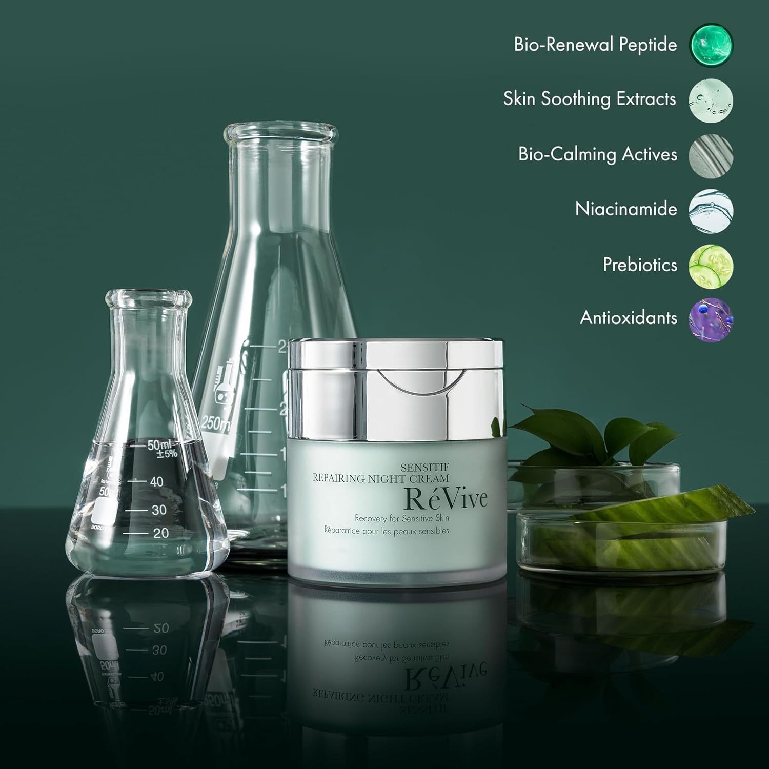 RéVive Hydrating Face Moisturizer for Sensitive Skin - Sensitif Repairing Night Cream - Soothing Gel Moisturizer with Bio-Calming Actives for Skin Barrier Repair (50g)