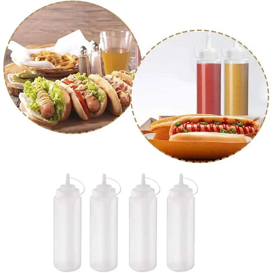 15-Pack 8oz Plastic Squeeze Bottles with Twist Caps - Condiment Dispensers for Sports & Outdoor Protective Gear Prep, Sauces, Crafts, Functional, Cylindrical