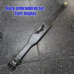 Heavy Duty Embroidered Weightlifting Belt WHCMJP Black PU Material Bat Design for Gym Men Women