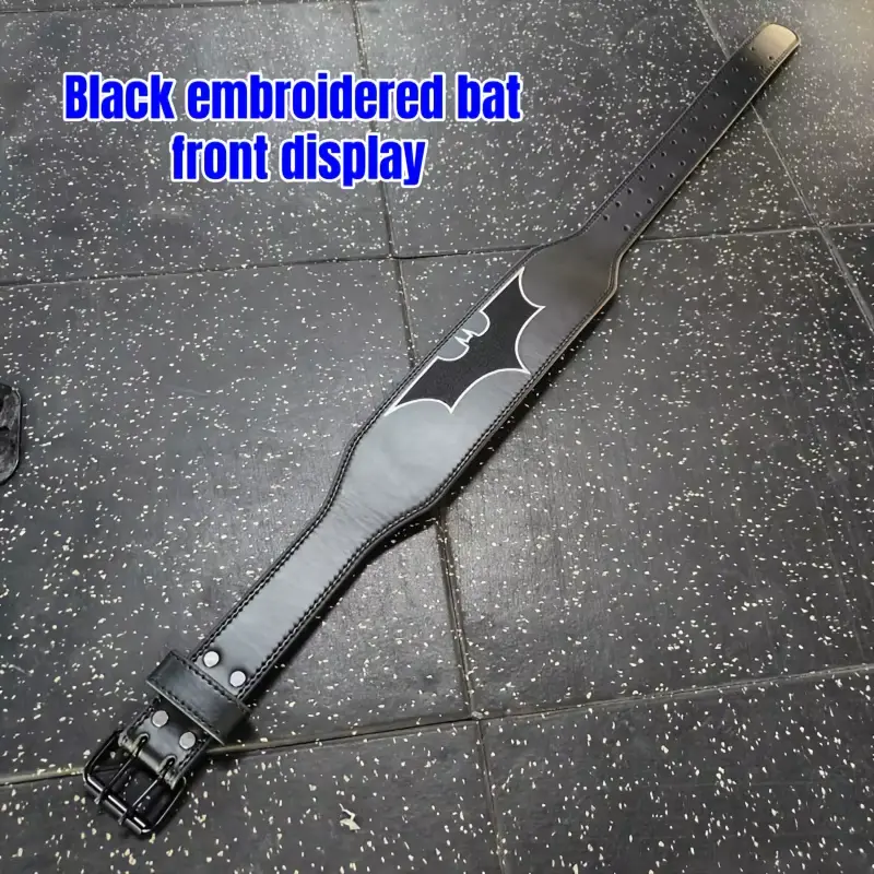 Heavy Duty Embroidered Weightlifting Belt WHCMJP Black PU Material Bat Design for Gym Men Women