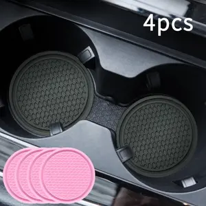 4pcs Car Cup Holder Coasters, Universal PVC Anti-slip Pad Durable Coaster, Auto Interior Accessories Automotive
