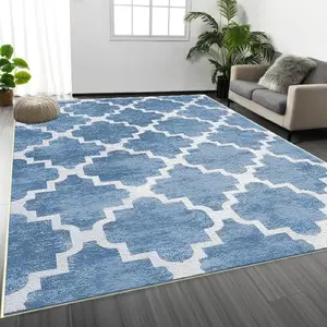 One light blue diamond-patterned home rug, machine washable and fade-resistant, soft and durable, suitable for holidays and any space, including hotels, offices, sofas, bedside, hallways, etc.