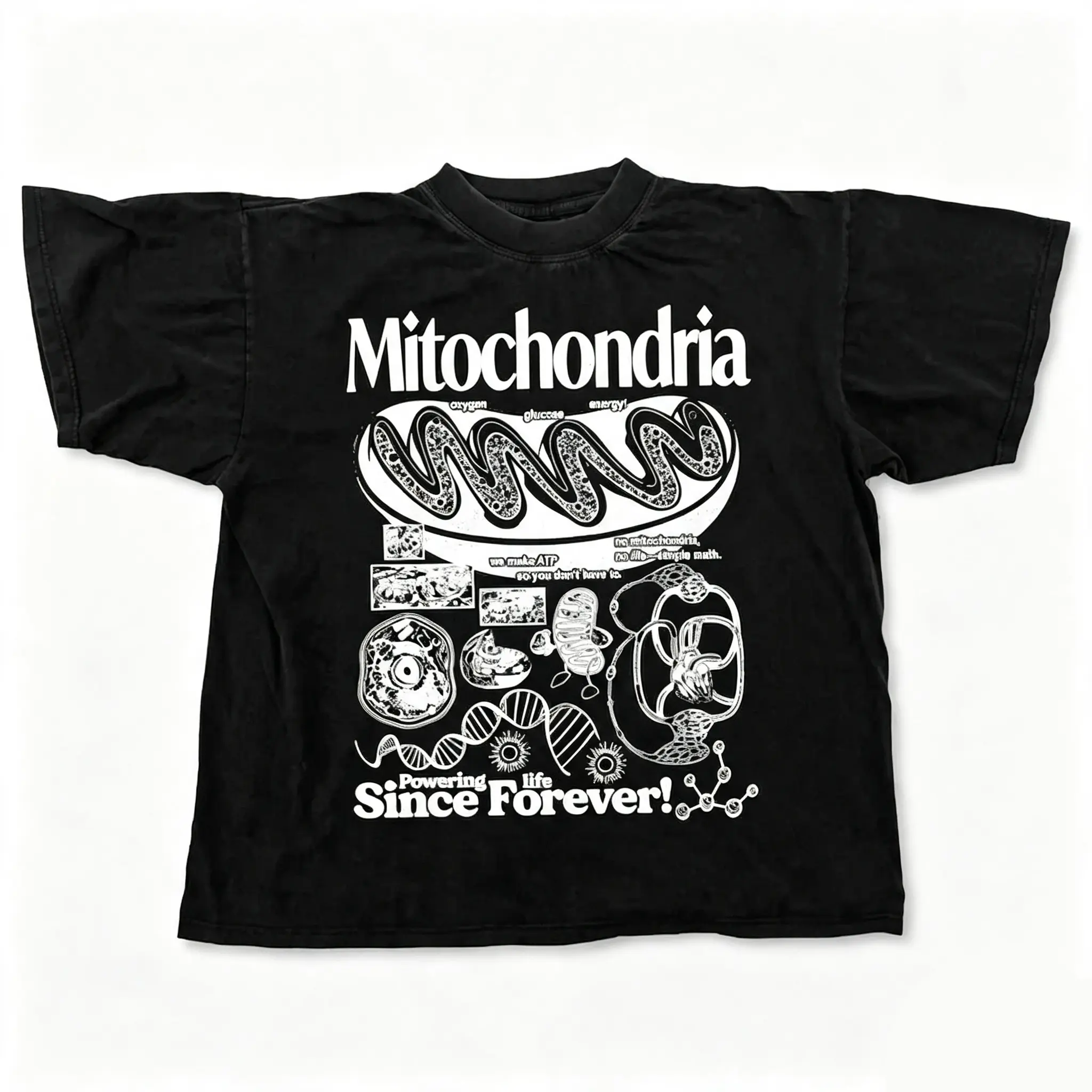 Men's Vintage Mitochondria Unisex Science T-Shirt, Biology Graphic Tee, Soft Cotton Crew Neck Casual Nerd Streetwear Top