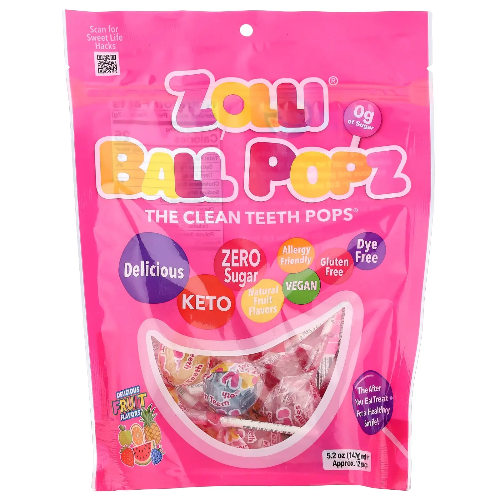 Zollipops Zolli® Ball Popz, Fruit, 5.2 oz (147 g)