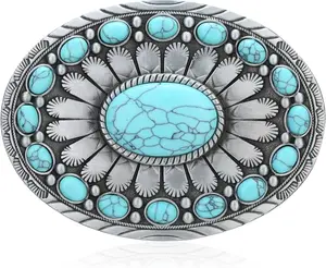 Turquoise Belt Buckle for Men Western Texas Longhorn Bull Belt Buckle American Cowboy Rodeo Belt Buckles for Women