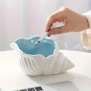 1pc Ocean-Themed Ceramic Starfish Ashtray, Handcrafted Nautical Decor with Realistic Sea Texture, Blue and White, Perfect Gift for Dad or Boyfriend, Ideal for Home, Office, or Party Decor