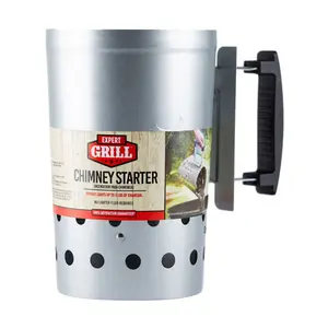 New Chimney Starter with Safety Handle for Grilling ,Silver