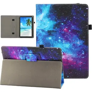 Universal 10 10.1 Inch Android Tablet Case,  Slim Folding Stand Folio Leather Case Cover for 9.5-11 Inch Tablet with Hand Strap, Space