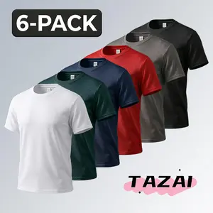 6-Pack Mens Micro-Mesh Dry-Fit Tees | 4-Way Stretch Gym to Street Shirts | Durable Anti-Shrink Activewear | Camisetas Transpirables