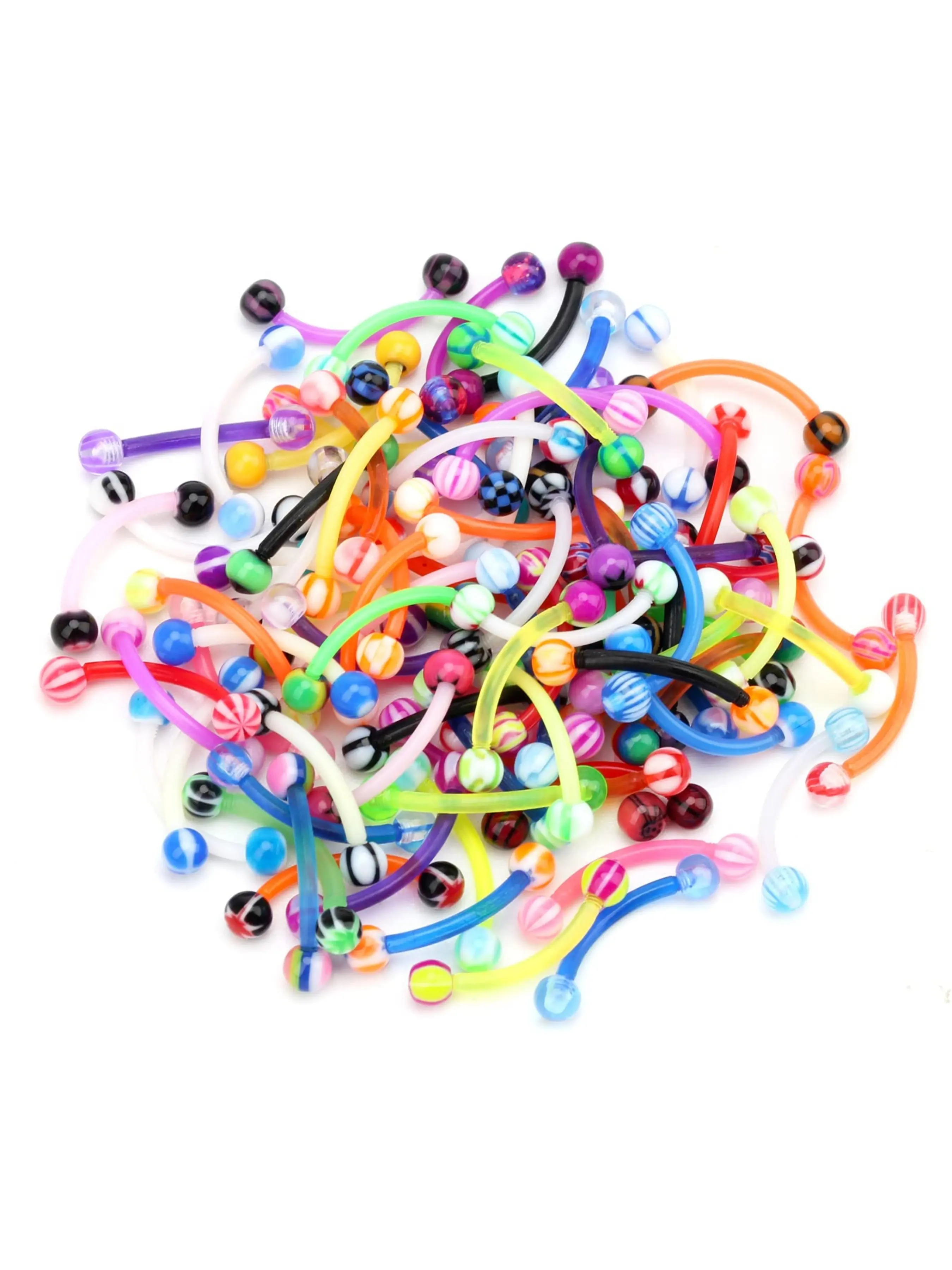 5-50Pcs Crazy Piercing Colorful Flexible Acrylic Ball Curved Eyebrow Tragus Body Piercing Jewelry 16G Multiple Piercing Jewelry