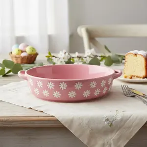 10 Strawberry Street Daisy Ceramic Baker Dish | Round & Rectangle Bakeware | Microwave & Oven Safe