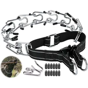 Dog Training Collar with Quick-Release Buckle, Adjustable Stainless Steel Collar for Small Medium Large Dogs (Black, XL Neck Girth 16.9"-22.2")