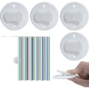 Shower Splash Guard Clip,4Pcs Self Adhesive Shower Curtain Clips,Shower Curtain Clips for Inside Shower,Shower Curtain Holder for The Wall Weight Clip(White) (A-White)
