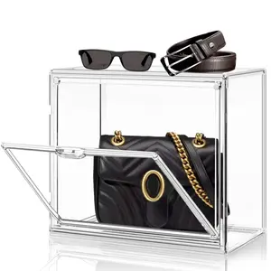 1pcs US Overseas Acrylic Shoe Box Mulitifuntic Stackable Bag Storage Box Side Magnetic Door Display Shoes Rack