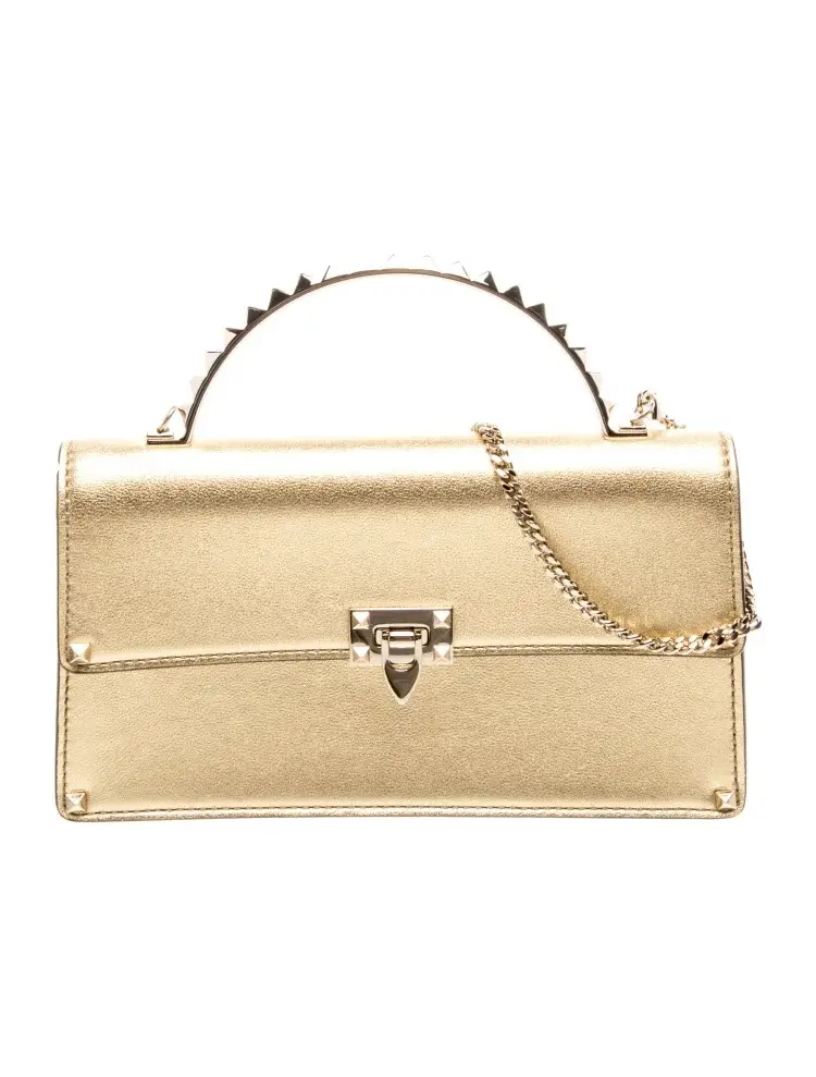 Pre-owned Valentino Leather Shoulder Bags Rockstud MIni Dourada Mini