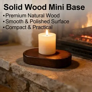 Solid Wood Mini Display Base, Oval Wooden Riser Stand for Figurines, Collectibles, Candles, Succulents, Small Plants, Home Office Desk Decor