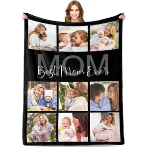 Personalized Mothers Day Birthday Gifts for Mom, Customized Mother's Day Unique Gifts from Daughter Son Kids Husband, Custom Mothers Day Blanket with Photos Text, Gifts for Mom Grandma Wife