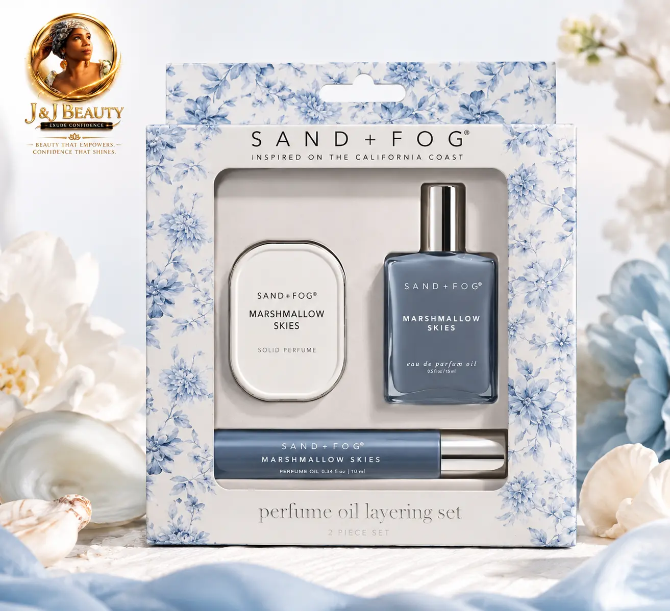 Women's Sand + Fog Marshmallow Skies Perfume Oil Layering Set by JNJ Beauty