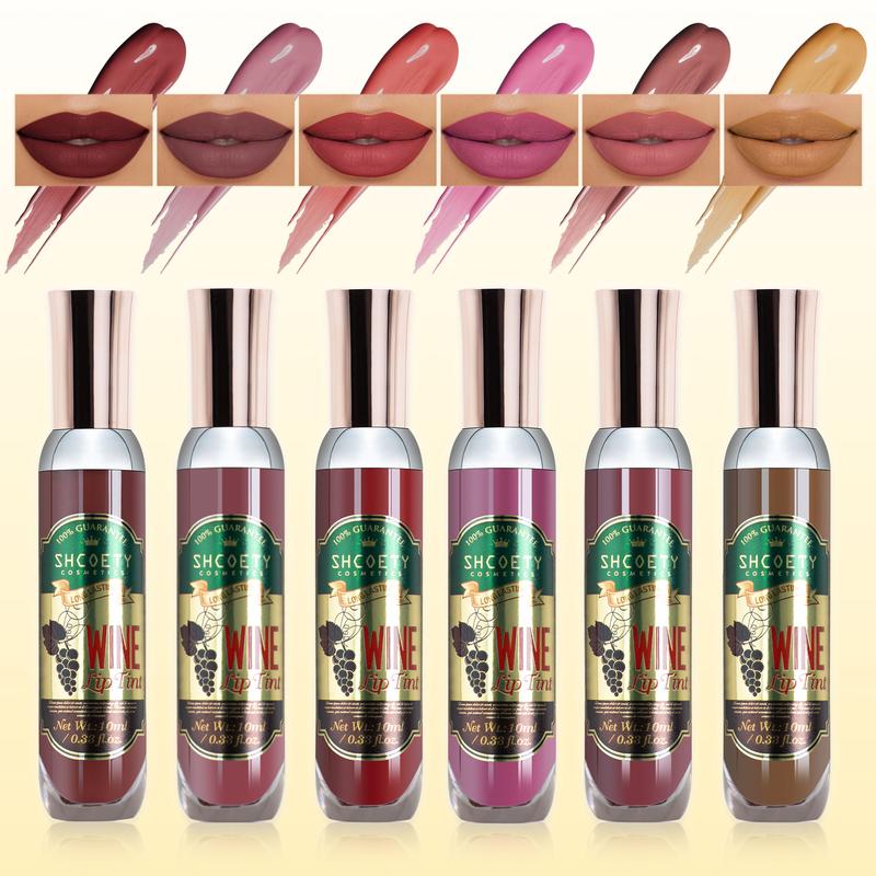 Red wine bottle lip dye set six-color lip gloss that is not easy to stick to the cup and does not fade easily matte matte lipstick elvive glycolic gloss liquid lip glossy lip woman labiales Mousse Tint Lipglass