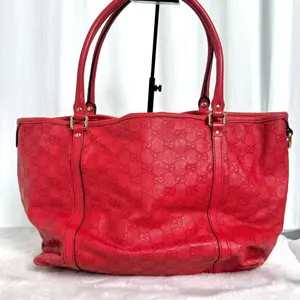 Pre-owned GUCCI Red Leather Shoulder Tote Bag|20701064