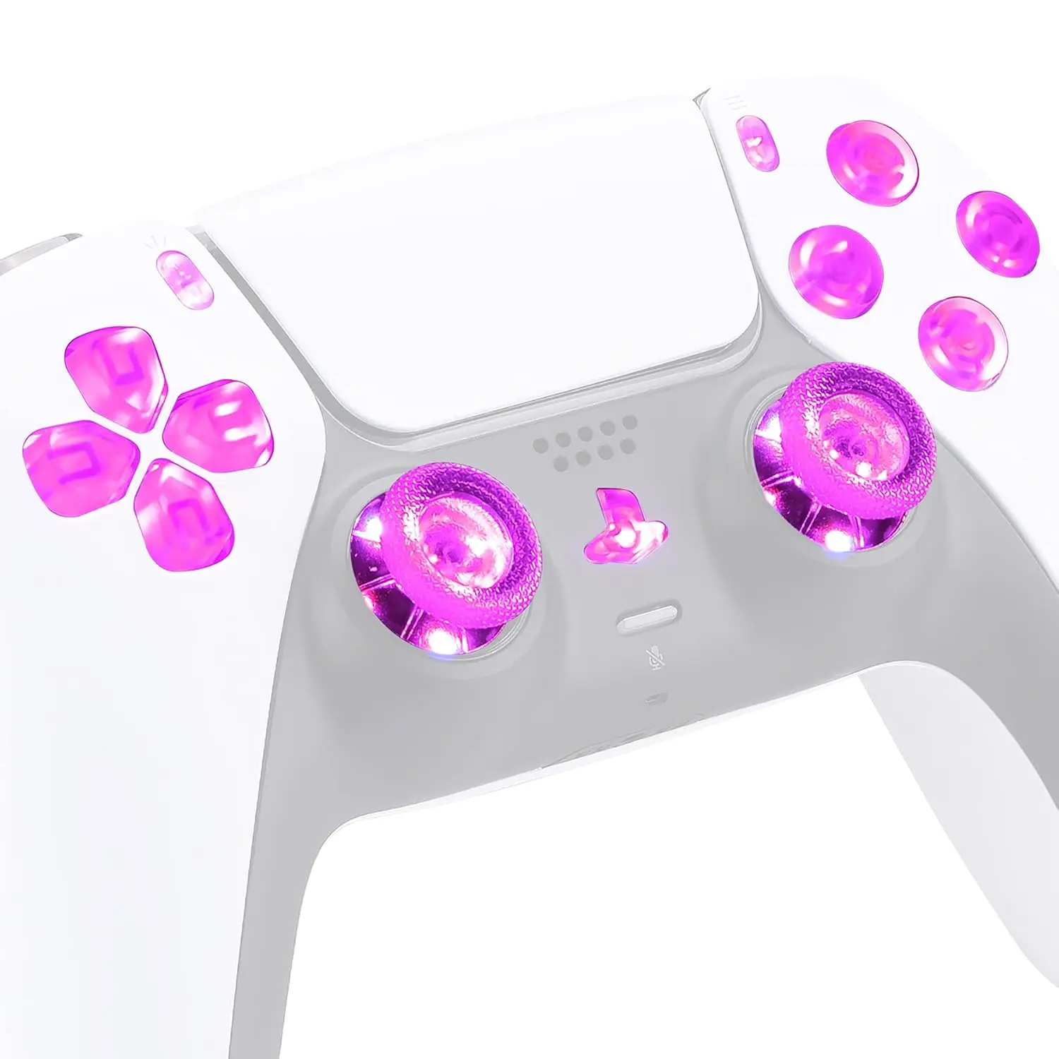 eXtremeRate Comfortable LED Light Accessory Kit for PS5 Controllers BDM-010 - BDM-020, PS5 Accessories with Multi-Color Luminated D-Pad, Thumbsticks, Share, Option, Home, Face Buttons, 9-Mode DTF V3 Button Control, Memory Mode (Without Controller)