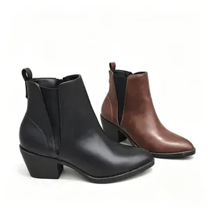 Classic Women's Ankle Boots 6 CM Block Heel Smooth Delicate Texture for Steady Wear Sleek Ankle-Cut Design Commute Daily Looks Pu Women Walking Shoes Platform Casual All Seasons Girl Footwear - Ballroom