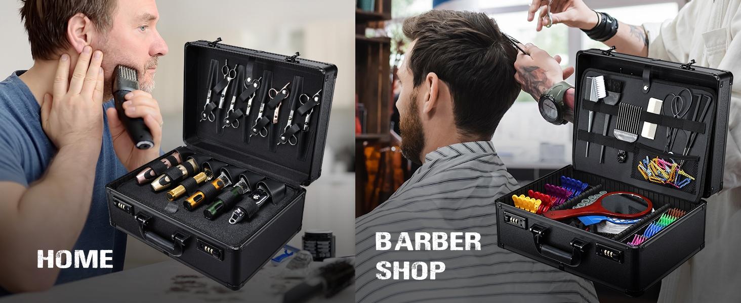 Professional Barber Case Large Hairdresser Carrying Suitcase with Combo Locks Barbers Briefcase Tool Case for Clippers and Supplies Hair Scissors Trimmer Salon Travel Organizer