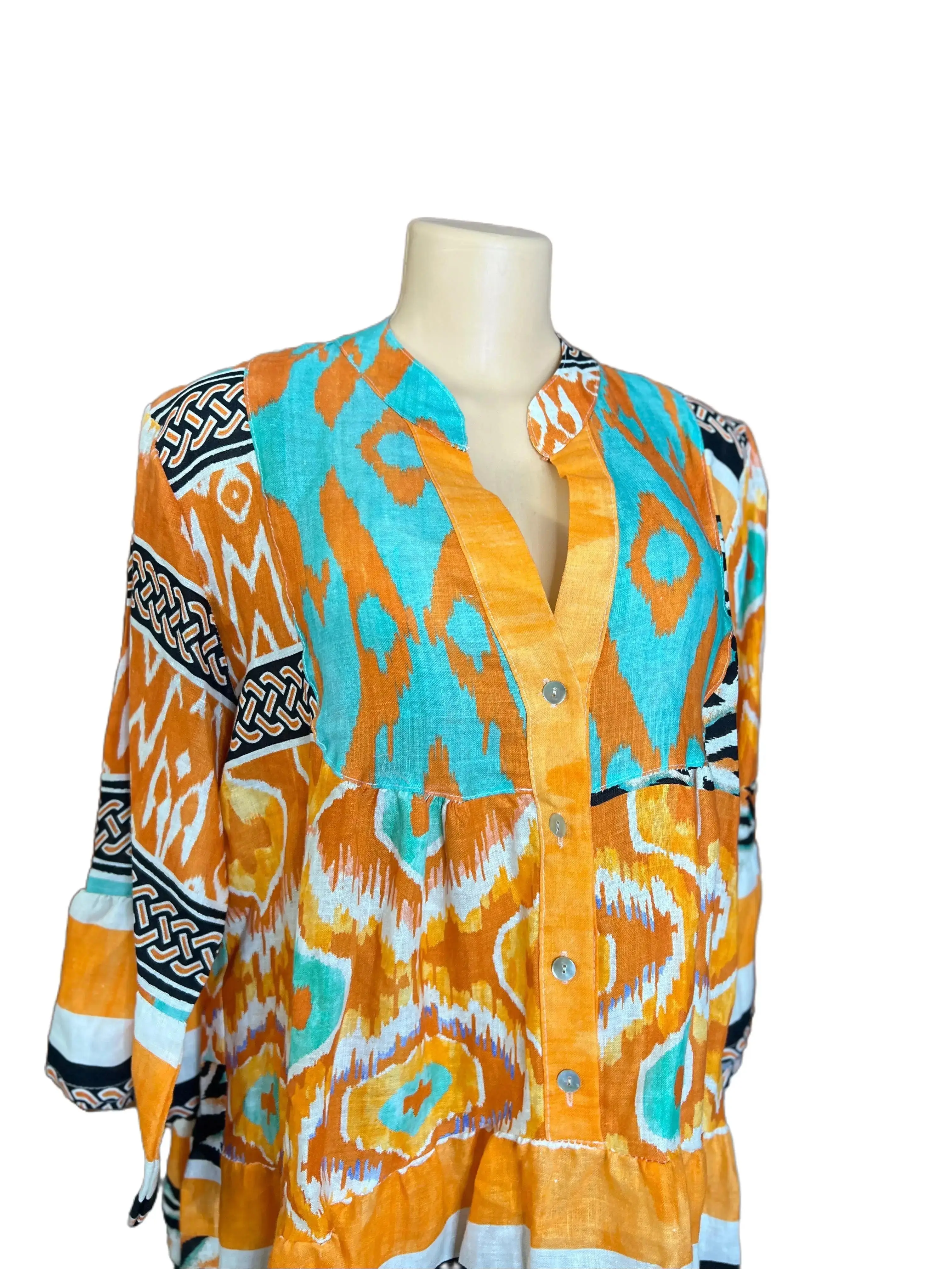 Italian Dress Orange Turquoise White black Elegant Dress Linen Dress Casual Dress Asymmetrical Minimalist Party Chic Comfortable Womenswear Breathable