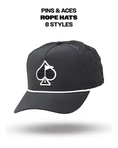 Pins & Aces Premium Golf Hats - Perfect On & Off The Course - Snapback Rope Hat, 7-Panel, Trucker & 5-Panel Modern & Retro Designs