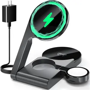 UltraQ 3 in 1 Wireless Charging Station, Ultrathin Foldable Aluminum Alloy Wireless Charger for iPhone 16/15/14/13/12 Series, AirPods Magsafe Charger for iWatch Series