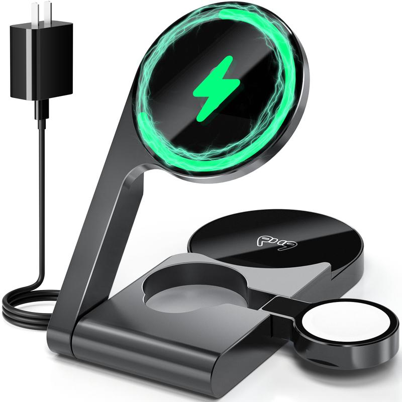 UltraQ 3 in 1 Wireless Charging Station, Ultrathin Foldable Aluminum Alloy Wireless Charger for iPhone 16/15/14/13/12 Series, AirPods Magsafe Charger for iWatch Series