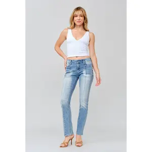 Geometric Seam Straight Leg Jeans
